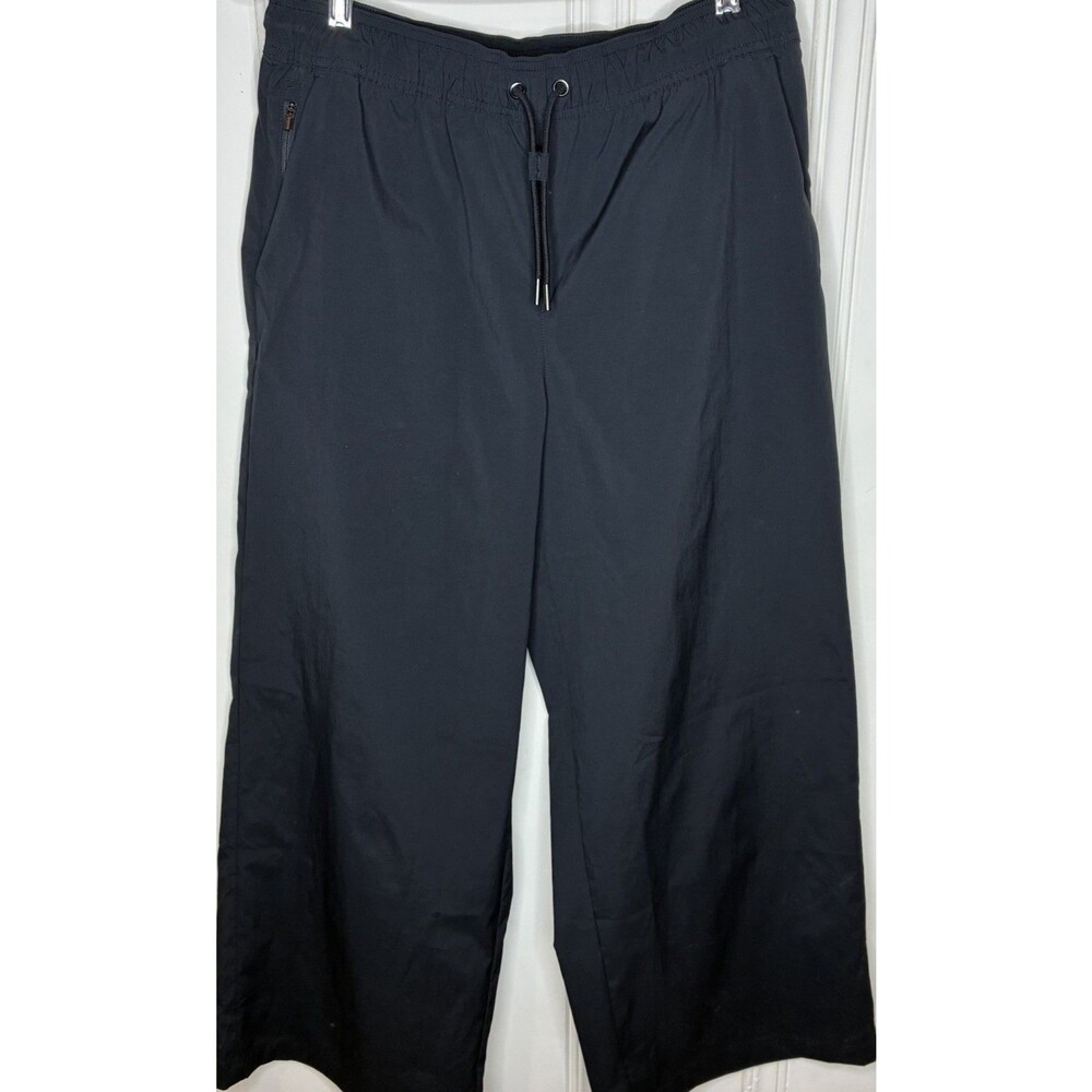 Athleta Wide Leg Elastic Waist Pants Size M Zipper Pocket Lightweight Athleisure
